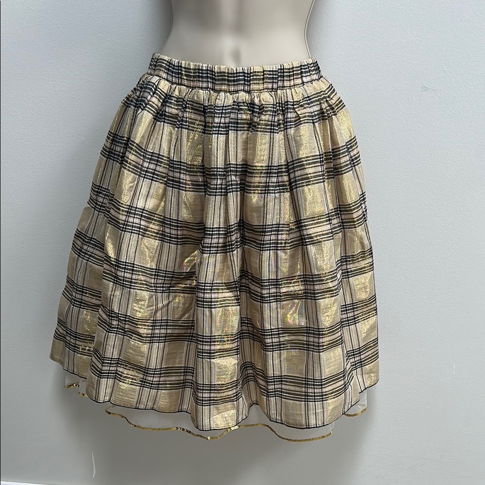 Crewcuts Cream Black Bubble Skirt Knee-Length